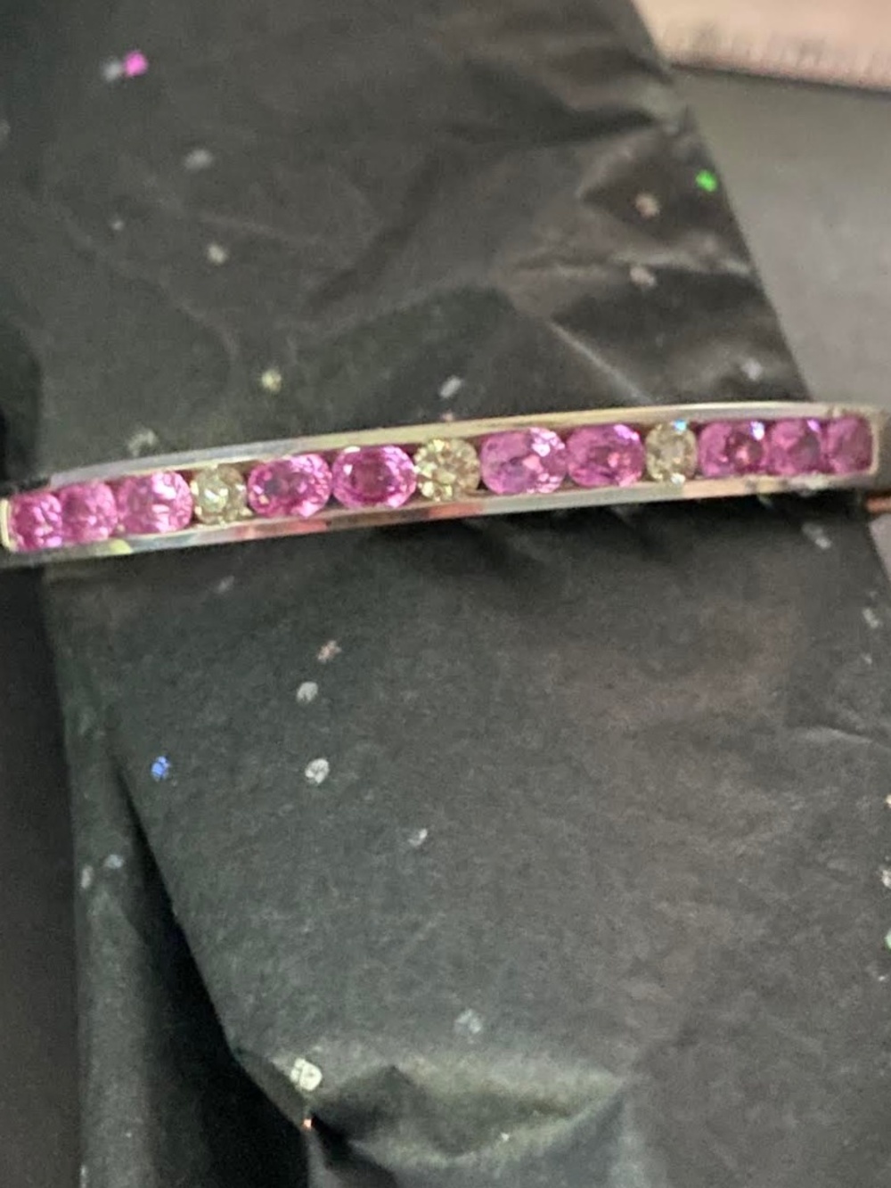 Gorgeous Pink Sapphire and Diamond Bangle Bracelet